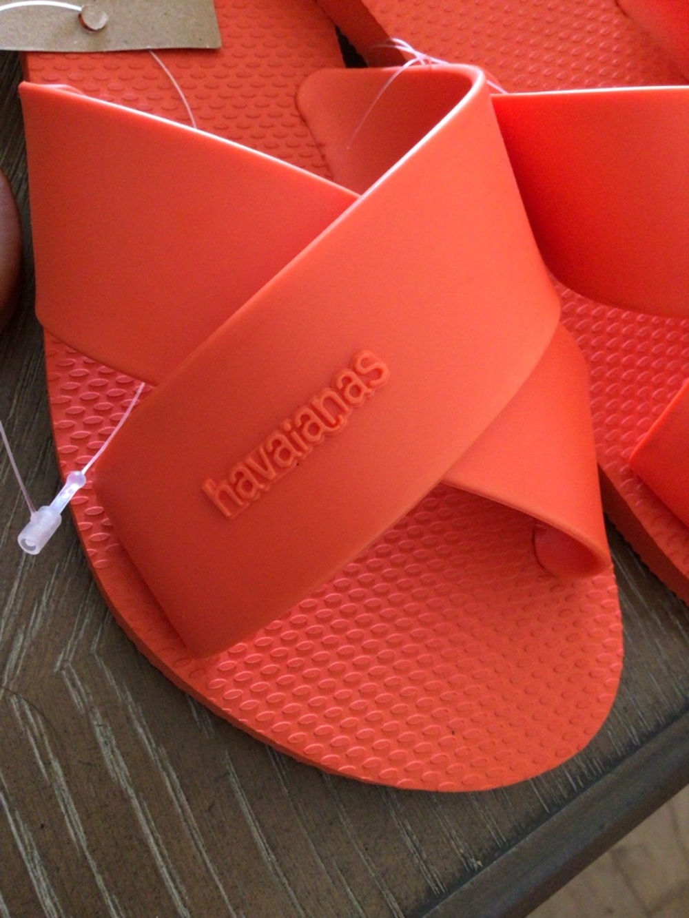 Havaianas Aqua Slide Sandals Sunset Orange Cross Strap Rubber US 7-8 NWT - Picture 8 of 11